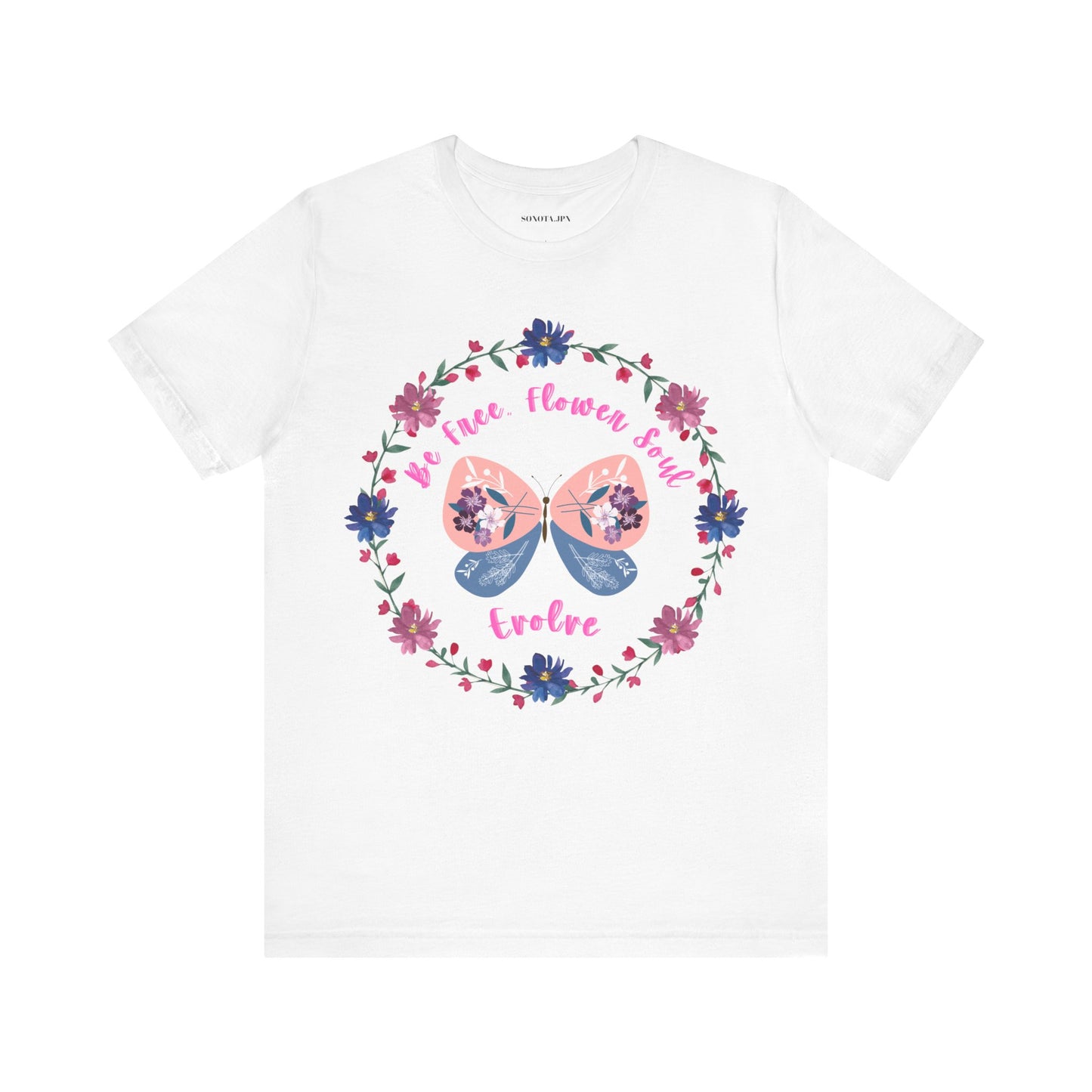 Butterfly Flower Soul Tee, Evolution Tshirt, Be Free Shirt, Unisex Jersey Short Sleeve Top, Nature Lover Gift, Inspirational Apparel