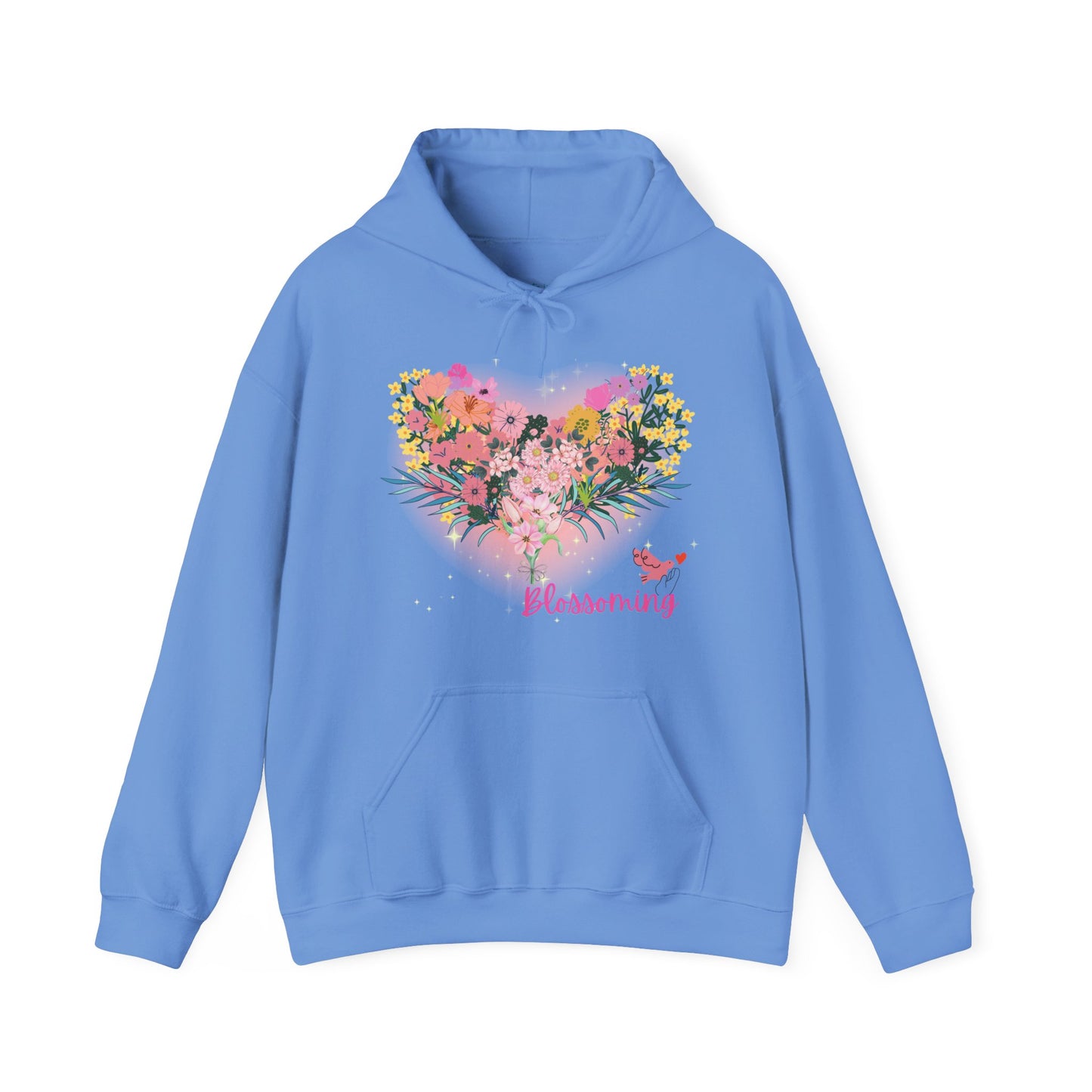 Heart Flower Hooded Sweatshirt - You Are Blossoming, Women's Pullover, Men's Jacket, Cozy Sweater, Floral Print, Gift for Her