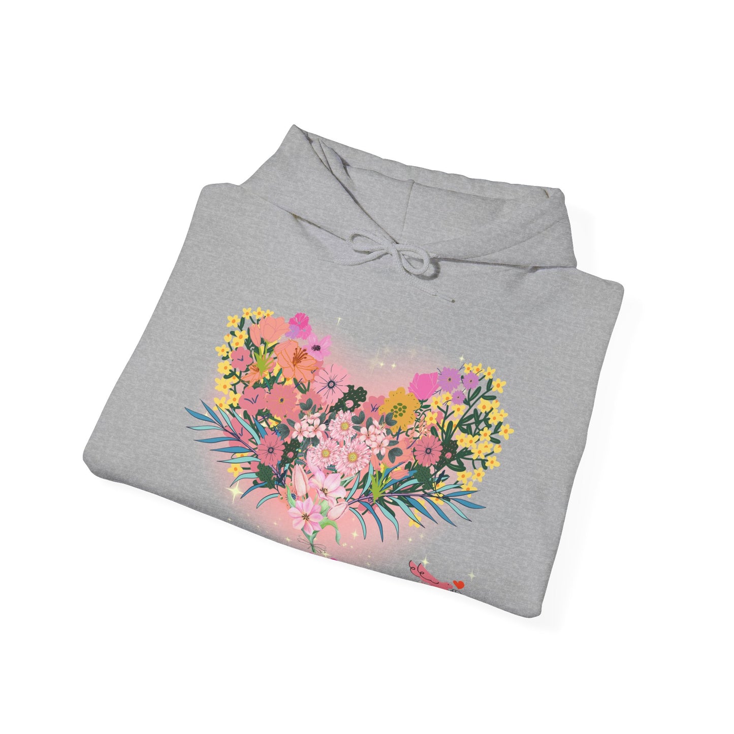 Heart Flower Hooded Sweatshirt - You Are Blossoming, Women's Pullover, Men's Jacket, Cozy Sweater, Floral Print, Gift for Her