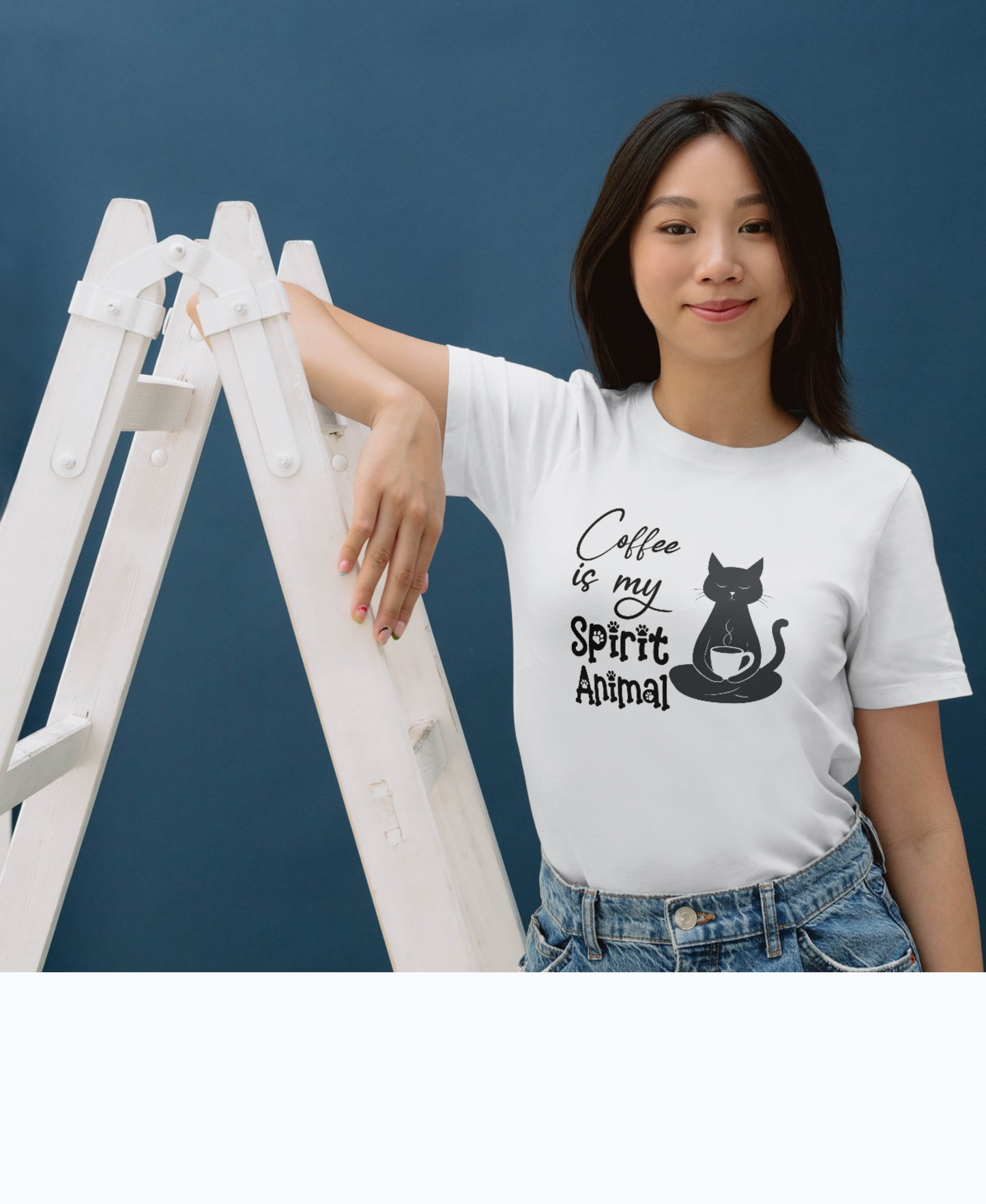 Minimalist Style Shirt, Basic Shirt, Clean Design Top, Casual Lady Top, Coffee Lover Shirt, Coffee Cat Lover Shirt, Lady Cat Tee, Woman Tee