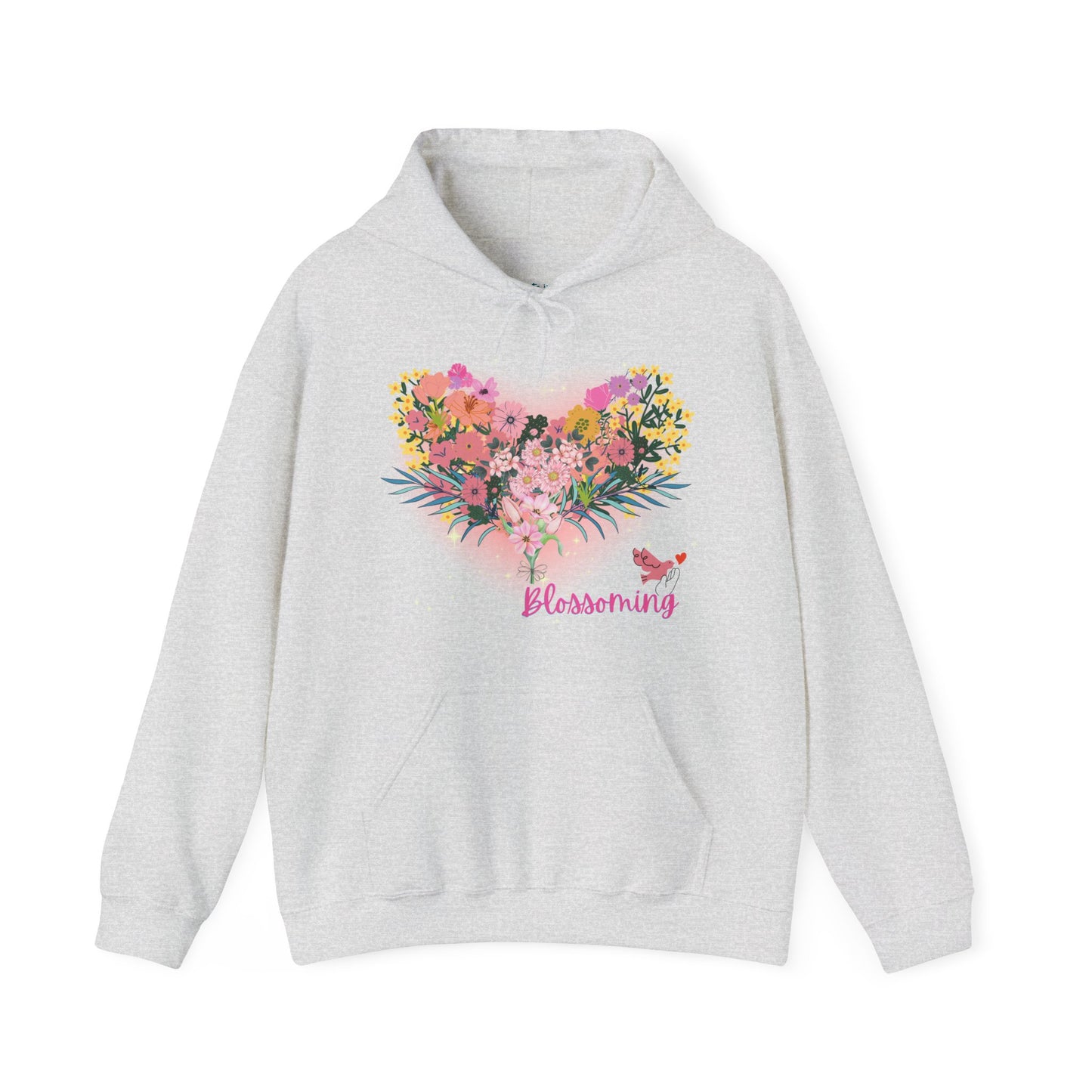 Heart Flower Hooded Sweatshirt - You Are Blossoming, Women's Pullover, Men's Jacket, Cozy Sweater, Floral Print, Gift for Her