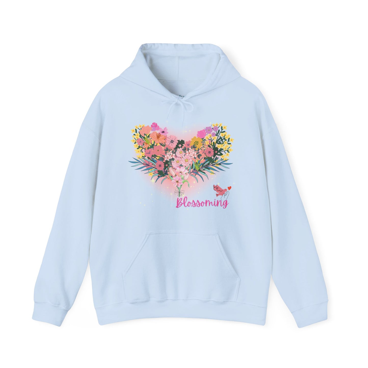 Heart Flower Hooded Sweatshirt - You Are Blossoming, Women's Pullover, Men's Jacket, Cozy Sweater, Floral Print, Gift for Her