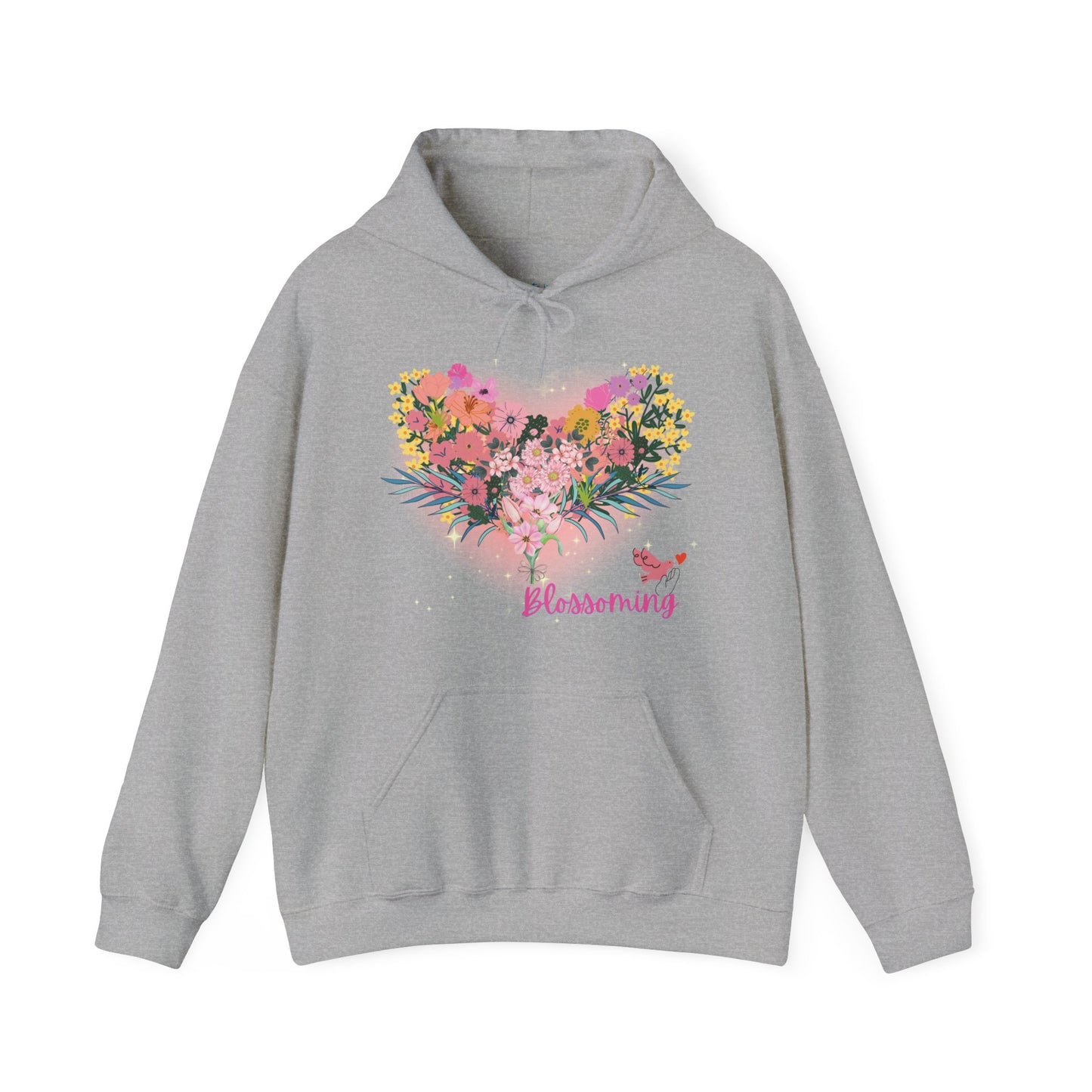 Heart Flower Hooded Sweatshirt - You Are Blossoming, Women's Pullover, Men's Jacket, Cozy Sweater, Floral Print, Gift for Her