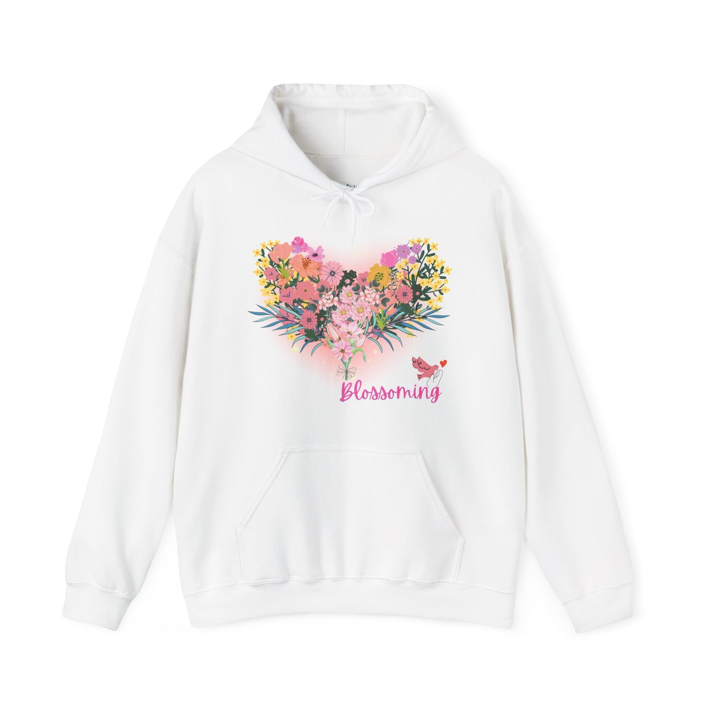 Heart Flower Hooded Sweatshirt - You Are Blossoming, Women's Pullover, Men's Jacket, Cozy Sweater, Floral Print, Gift for Her