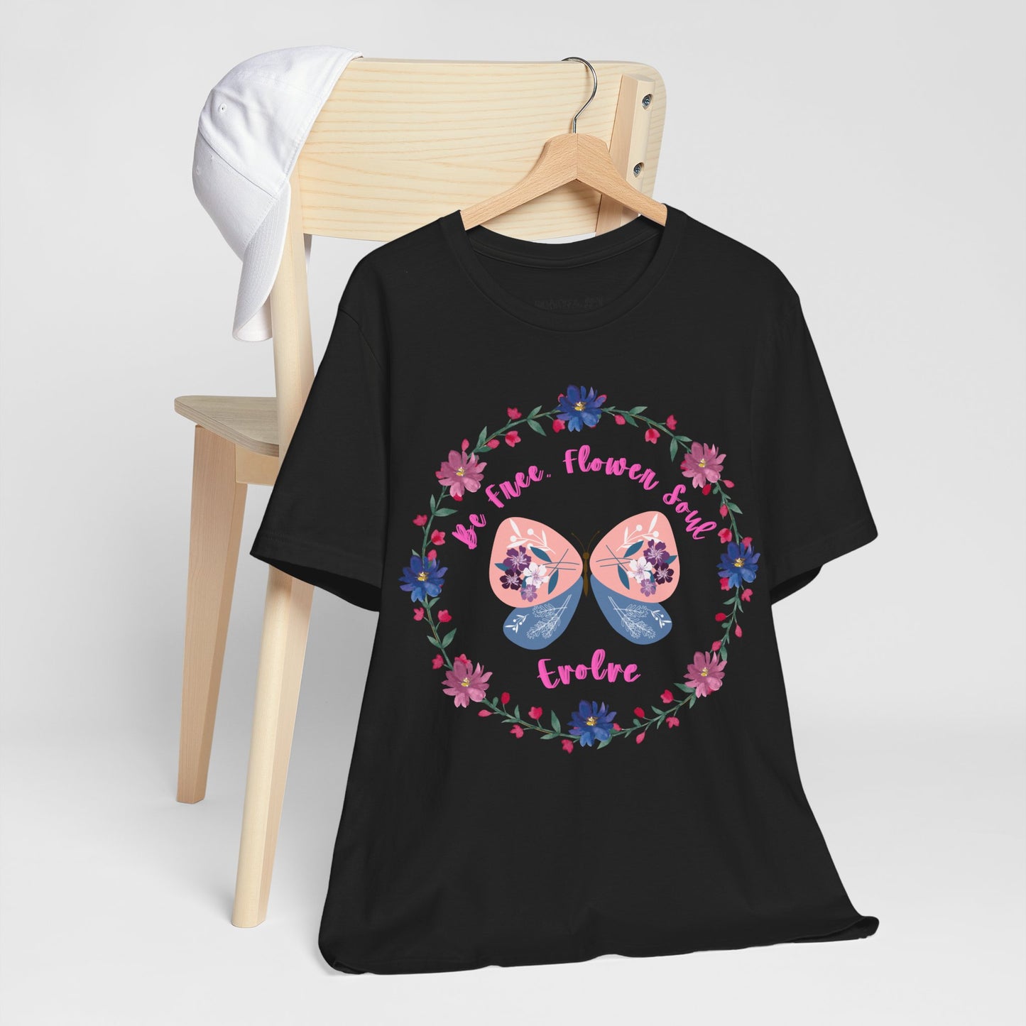 Butterfly Flower Soul Tee, Evolution Tshirt, Be Free Shirt, Unisex Jersey Short Sleeve Top, Nature Lover Gift, Inspirational Apparel