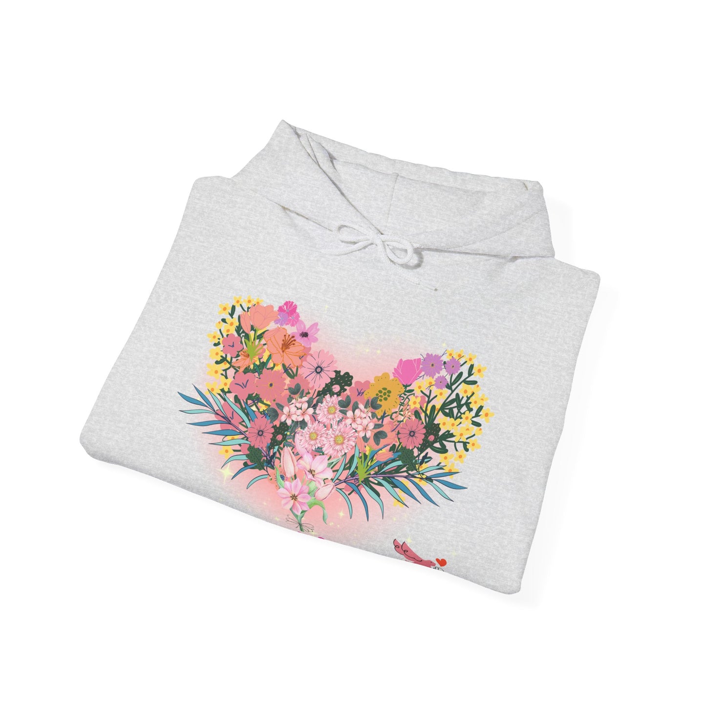 Heart Flower Hooded Sweatshirt - You Are Blossoming, Women's Pullover, Men's Jacket, Cozy Sweater, Floral Print, Gift for Her