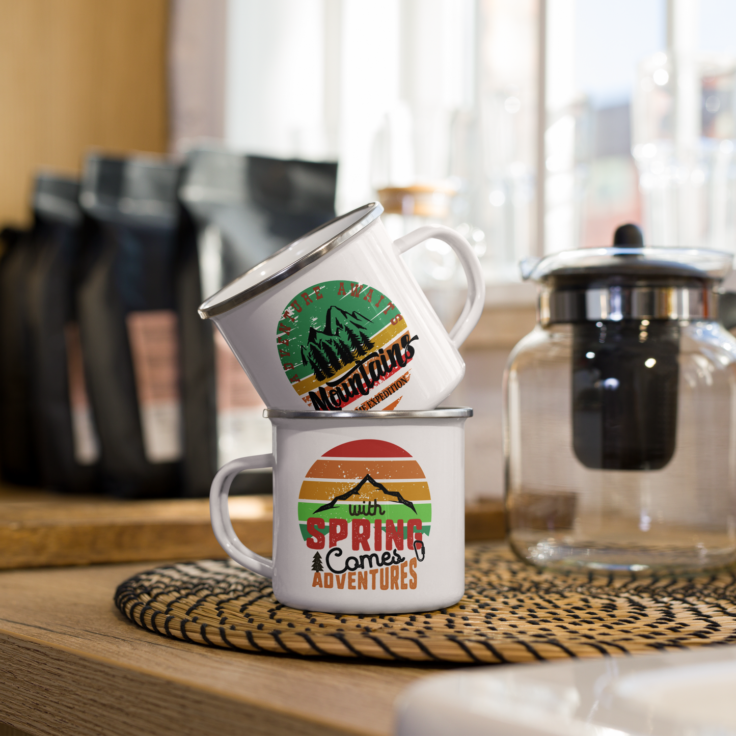 Classic Enamel Camping Mug: Lightweight, durable, and a nostalgic companion for all your outdoor adventures! Perfect for camping!