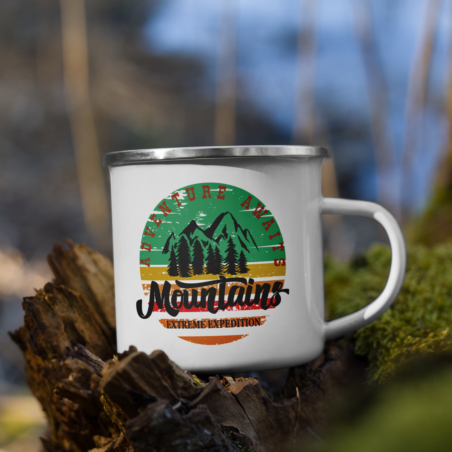 Classic Enamel Camping Mug: Lightweight, durable, and a nostalgic companion for all your outdoor adventures! Perfect for camping!